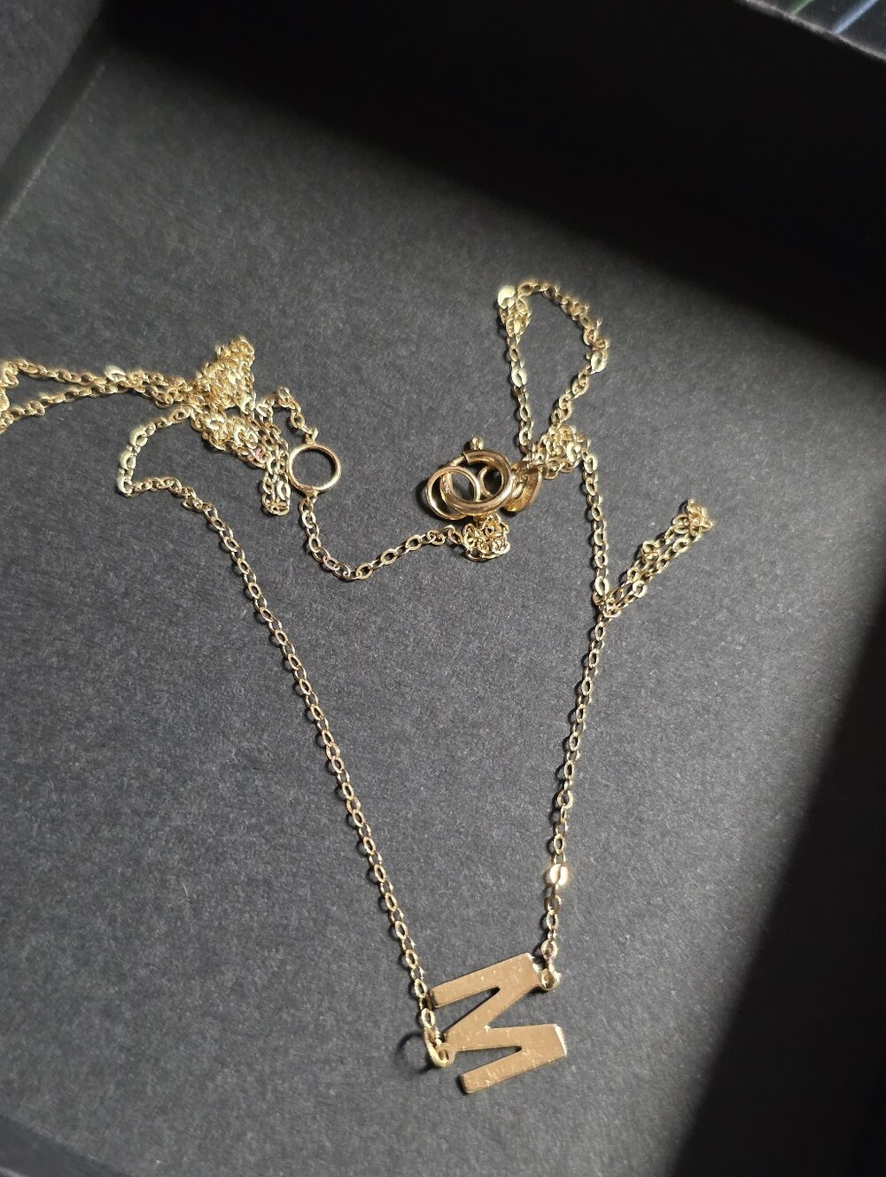14k Gold chain Ncekclace With "M" initial